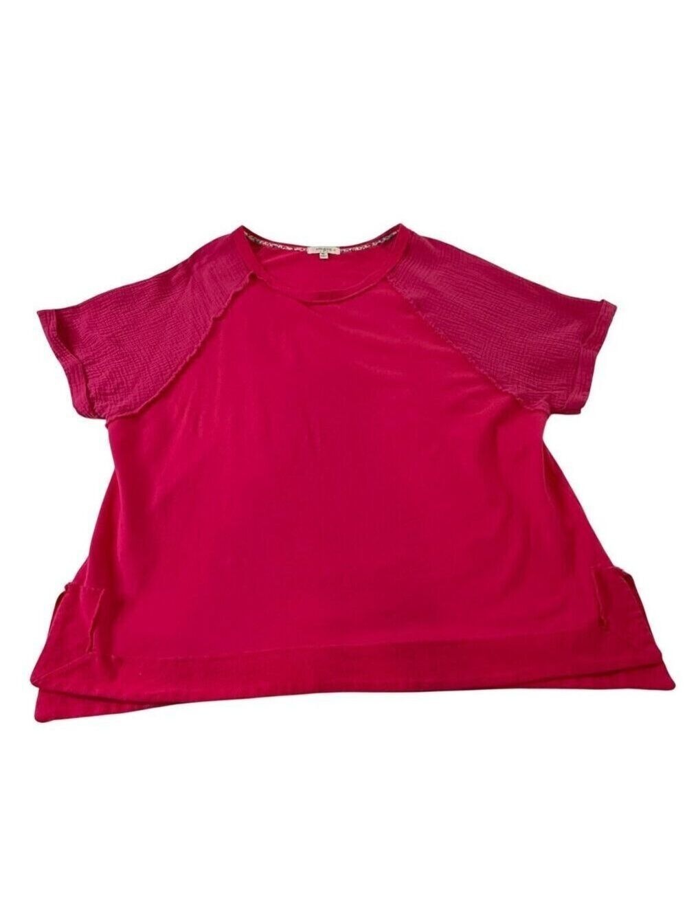 Umgee Oversized 1XL Tunic Top Hot Pink Cotton Flowy Plus Size Top Casual Office - Picture 10 of 16